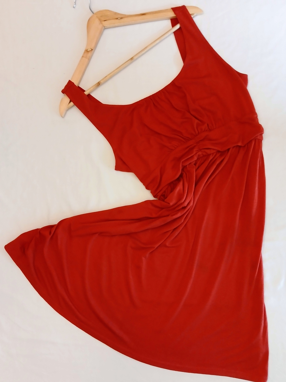 Faded Glory Red Sleeveless Knit Dress Size L 12-14 Empire Waist Scoop Neck Summe